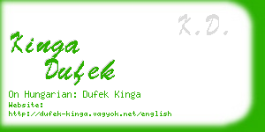 kinga dufek business card